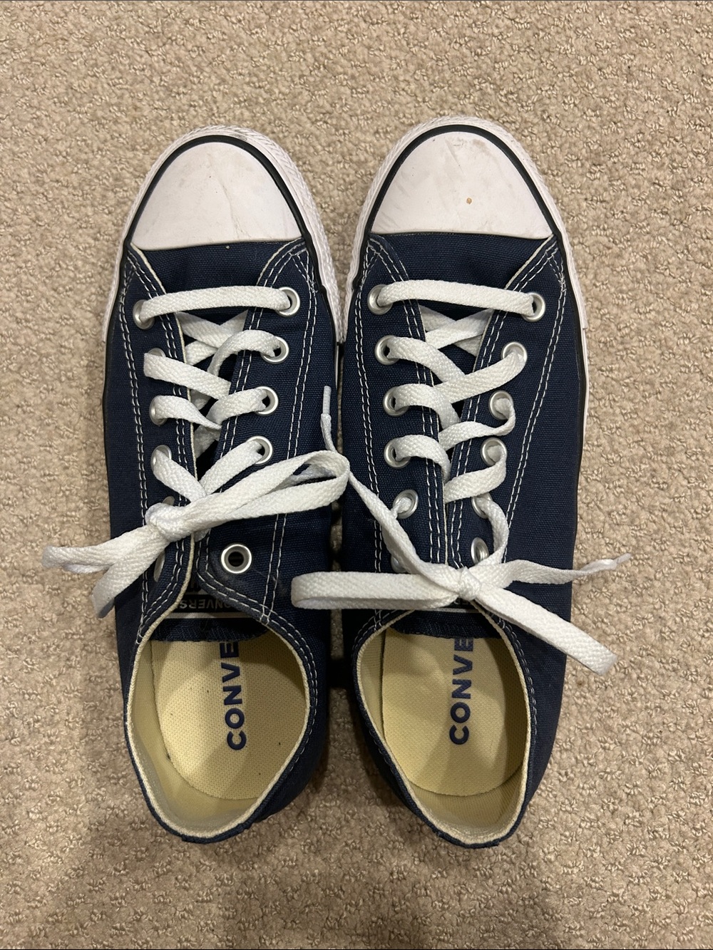 Converse Women Dark Blue Low-Top Canvas Sneakers with White Laces